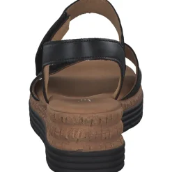 Gabor Comfort 42.700, Keilsandaletten, Damen, schwarz (uni+gold)