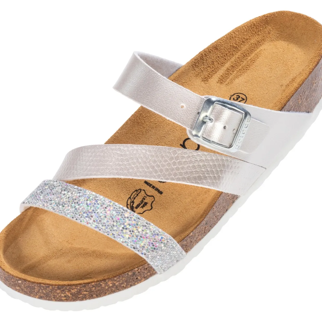 Palado Chios, Pantoletten, Damen, Metallic Silber/Weiß