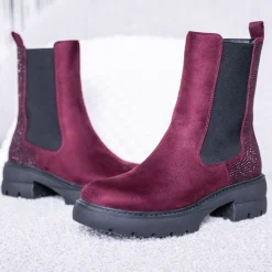 Palado Jynna by Sila Sahin, Chelsea Boots, Damen, Bordeaux Samt