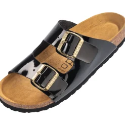 Palado Korfu Lack, Pantoletten, Damen, Schwarz/Gold