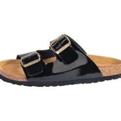 Palado Korfu Lack, Pantoletten, Damen, Schwarz/Gold