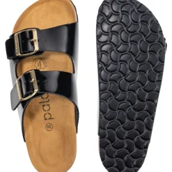 Palado Korfu Lack, Pantoletten, Damen, Schwarz/Gold