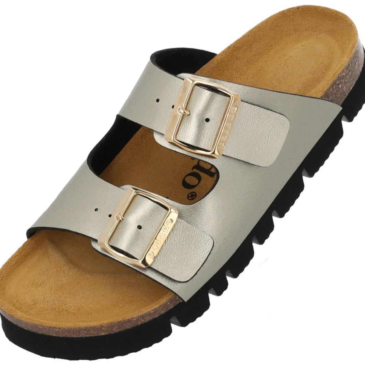 Palado Korfu PL Metallic, Plateau-Pantoletten, Damen, Gold/Schwarz