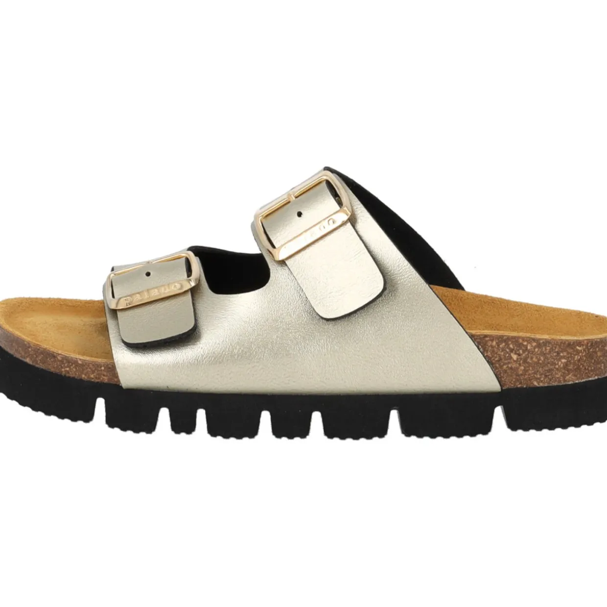 Palado Korfu PL Metallic, Plateau-Pantoletten, Damen, Gold/Schwarz