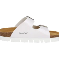 Palado Korfu PL Metallic, Plateau-Pantoletten, Damen, Weiß