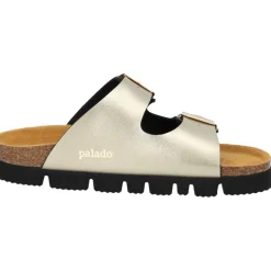 Palado Korfu PL Metallic, Plateau-Pantoletten, Damen, Gold/Schwarz