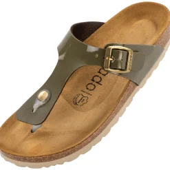 Palado Kos Lack, Zehentrenner, Damen, Khaki