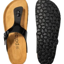 Palado Kos Lack, Zehentrenner, Damen, Schwarz