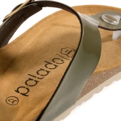 Palado Kos Lack, Zehentrenner, Damen, Khaki