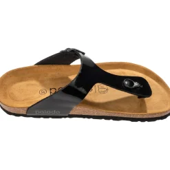 Palado Kos Lack, Zehentrenner, Damen, Schwarz