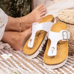 Palado Kos PL Lack, Zehentrenner, Damen, Weiß