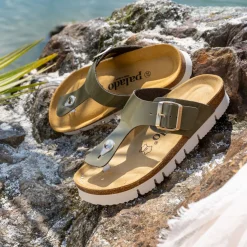 Palado Kos PL Lack, Zehentrenner, Damen, Khaki