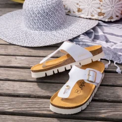 Palado Kos PL Lack, Zehentrenner, Damen, Weiß