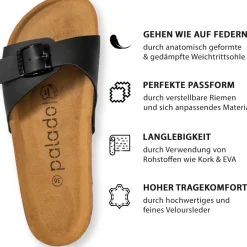 Palado Malta Matt, Pantoletten, Damen, Schwarz