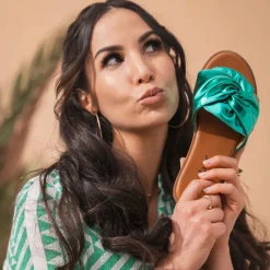 Palado Namar by Sila Sahin, Pantoletten, Damen, Grün Metallic