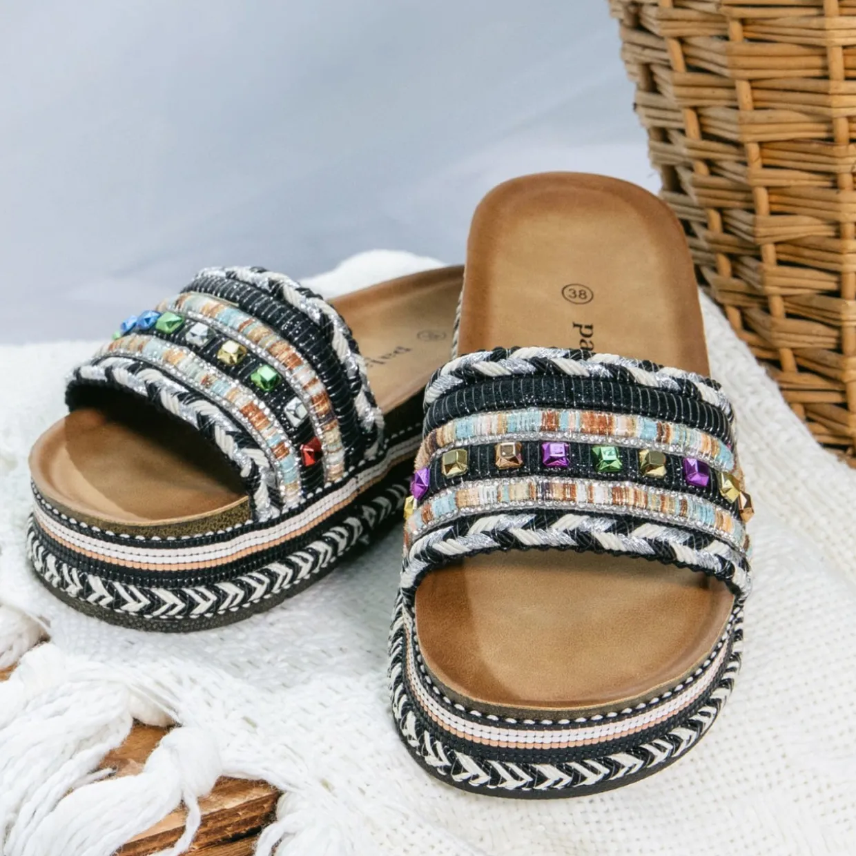 Palado Vaphine by Sila Sahin, Plateau-Pantoletten, Damen, Schwarz