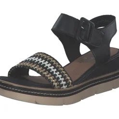 Remonte D2L55, Plateau-Sandaletten, Damen, schwarz-gold-weiss/schwarz