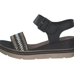 Remonte D2L55, Plateau-Sandaletten, Damen, schwarz-gold-weiss/schwarz