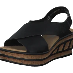 Rieker 68189, Keilsandaletten, Damen, Schwarz