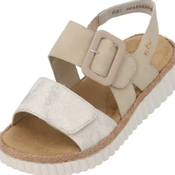 Rieker 69260, Keilsandaletten, Damen, beige-gold/perle