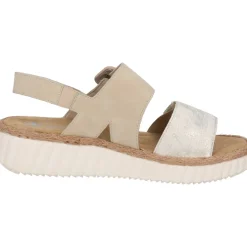 Rieker 69260, Keilsandaletten, Damen, beige-gold/perle