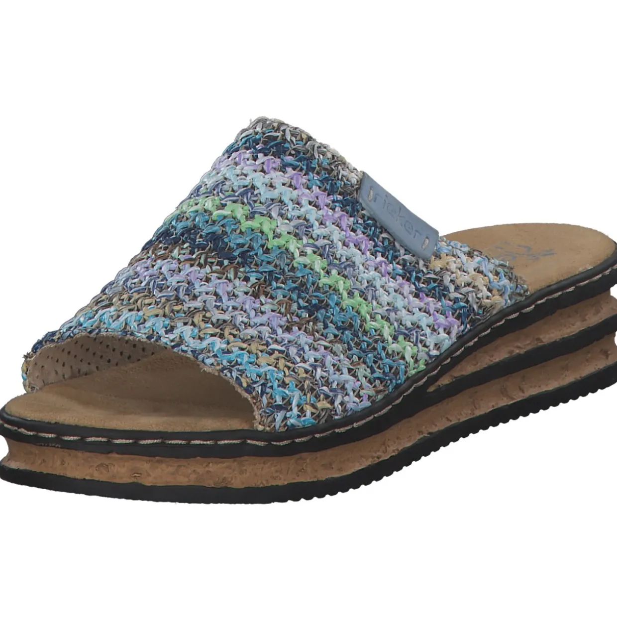 Rieker 62968, Plateau-Pantoletten, Damen, blau-multi/aqua