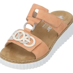Rieker 63294, Plateau-Pantoletten, Damen, aprikot/offwhite/fog-silver