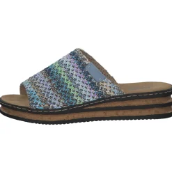 Rieker 62968, Plateau-Pantoletten, Damen, blau-multi/aqua