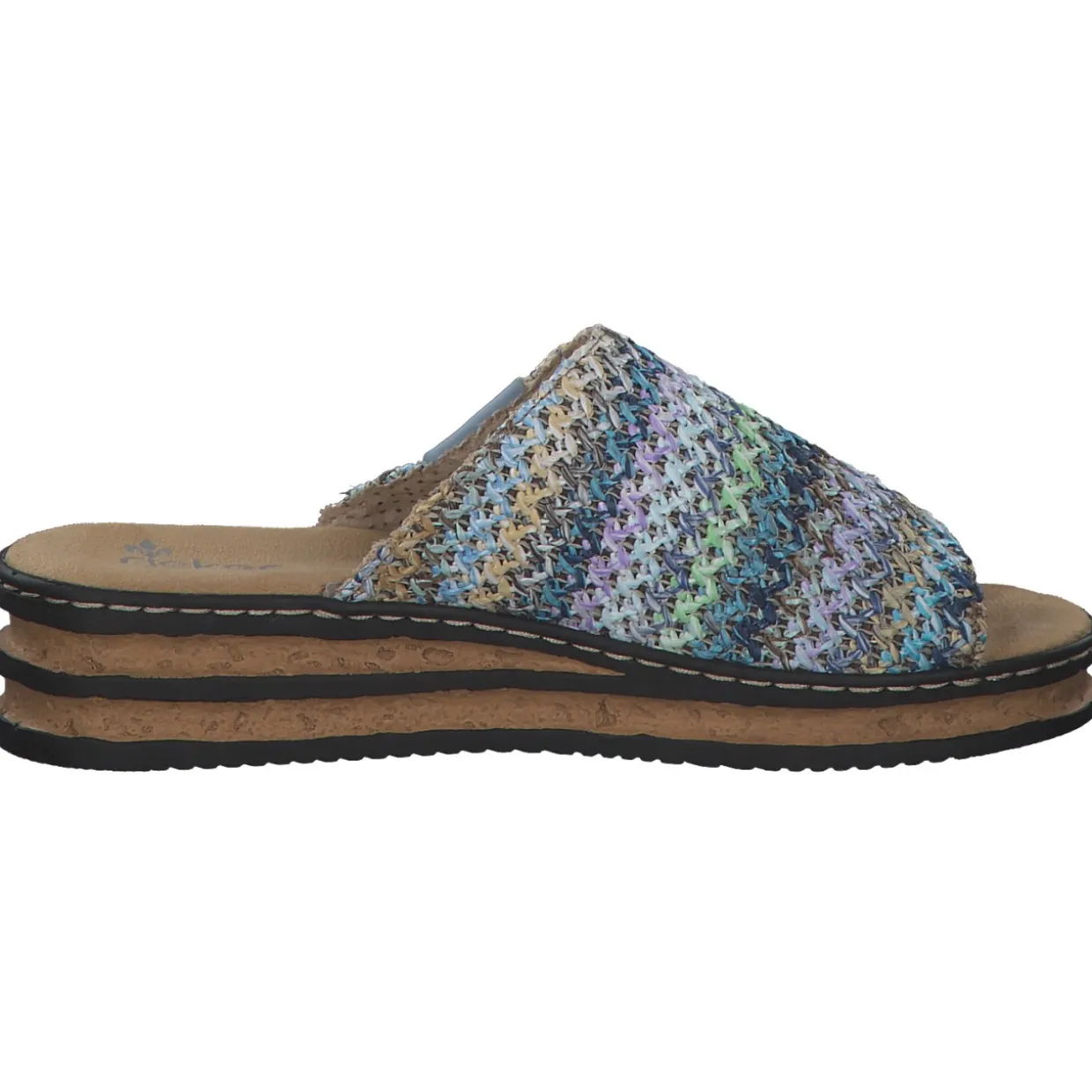 Rieker 62968, Plateau-Pantoletten, Damen, blau-multi/aqua