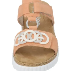 Rieker 63294, Plateau-Pantoletten, Damen, aprikot/offwhite/fog-silver