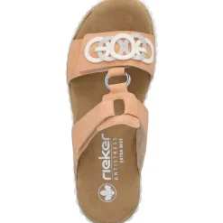 Rieker 63294, Plateau-Pantoletten, Damen, aprikot/offwhite/fog-silver