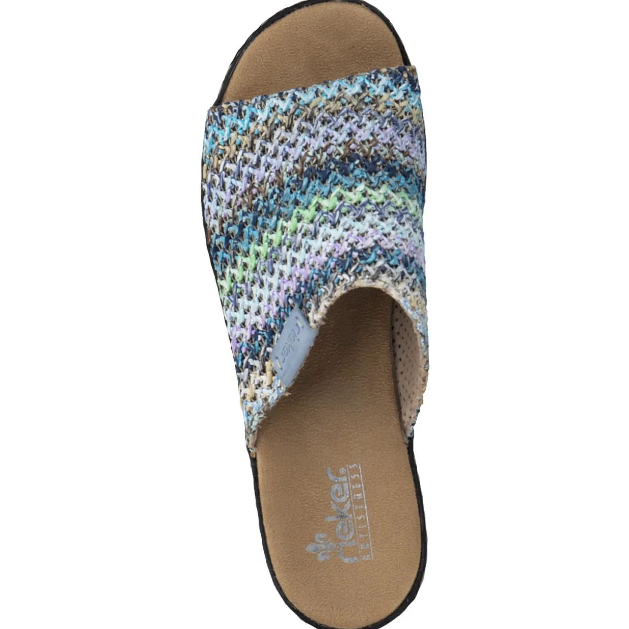 Rieker 62968, Plateau-Pantoletten, Damen, blau-multi/aqua