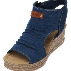 Rieker 68791, Plateau-Sandaletten, Damen, denim/cayenee