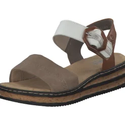Rieker 62964, Plateau-Sandaletten, Damen, camel/offwhite/beige-gold/caye