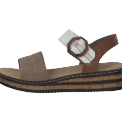 Rieker 62964, Plateau-Sandaletten, Damen, camel/offwhite/beige-gold/caye