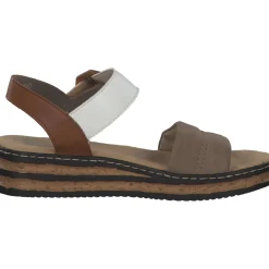Rieker 62964, Plateau-Sandaletten, Damen, camel/offwhite/beige-gold/caye