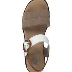 Rieker 62964, Plateau-Sandaletten, Damen, camel/offwhite/beige-gold/caye