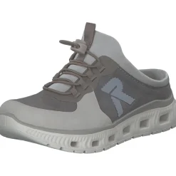 Rieker M6069, Plateau-Pantoletten, Damen, hellgrau/grey/steel/perlcloud