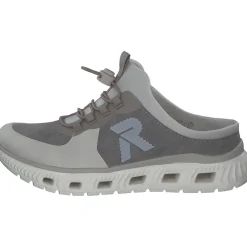 Rieker M6069, Plateau-Pantoletten, Damen, hellgrau/grey/steel/perlcloud