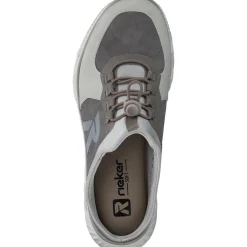 Rieker M6069, Plateau-Pantoletten, Damen, hellgrau/grey/steel/perlcloud
