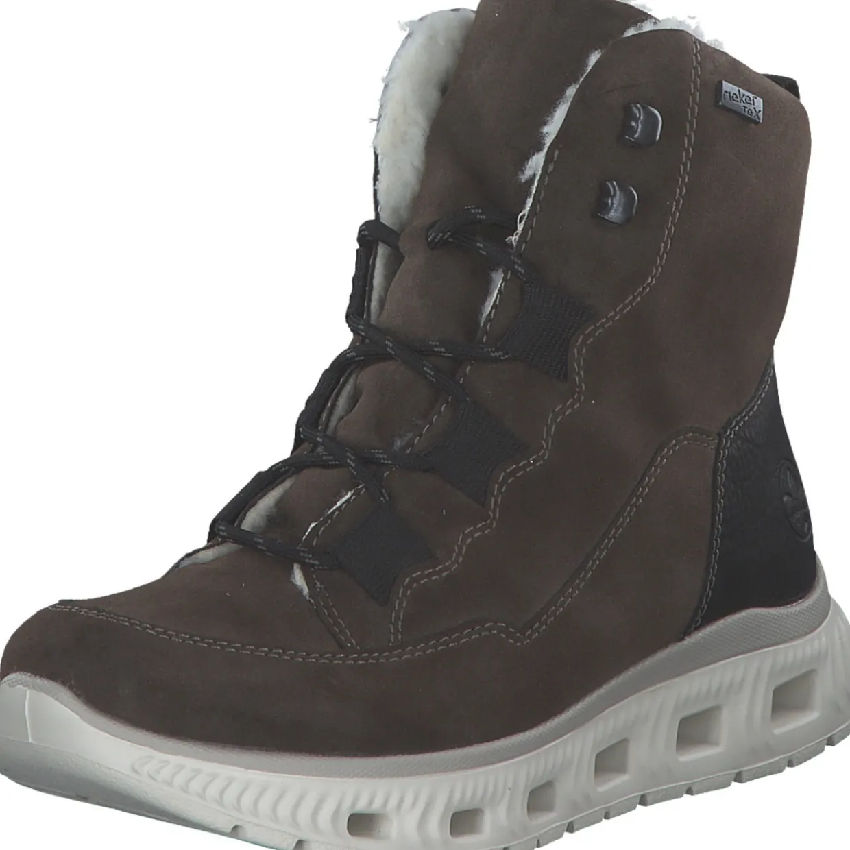 Rieker M6012-25, Schnürstiefel, Damen, erde/schwarz