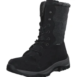 Rieker M9643, Schnürstiefel, Damen, schwarz/schwarz/grau/anthrazit