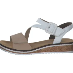 Rieker V3660, Keilsandaletten, Damen, Rosa/Beige/weiss