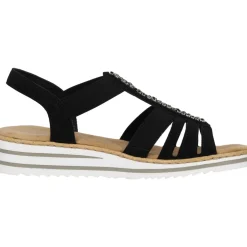 Rieker V0652, Keilsandaletten, Damen, Schwarz