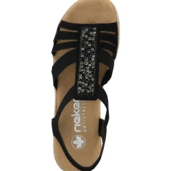 Rieker V0652, Keilsandaletten, Damen, Schwarz