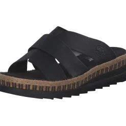 Rieker V7989, Plateau-Pantoletten, Damen, Schwarz