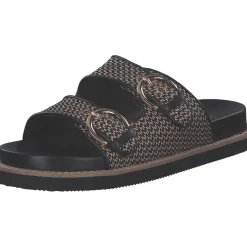 Rieker V9584, Plateau-Pantoletten, Damen, schwarz-natur