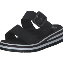 Rieker V0299, Plateau-Pantoletten, Damen, schwarz/schwarz