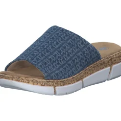 Rieker V2377, Plateau-Pantoletten, Damen, Blau