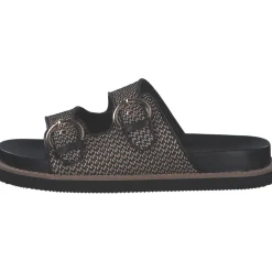 Rieker V9584, Plateau-Pantoletten, Damen, schwarz-natur